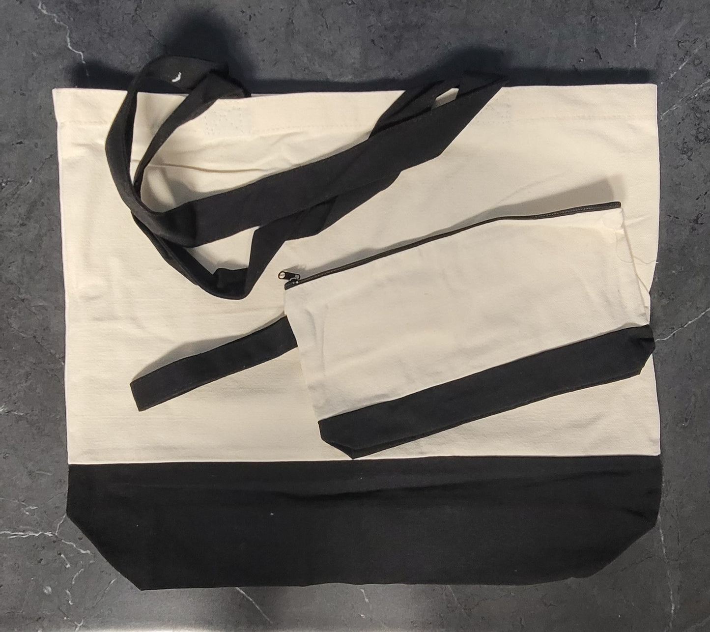 Personalized Cream Canvas Bag Set – Custom Name Tote & Zippered Pouch Gift