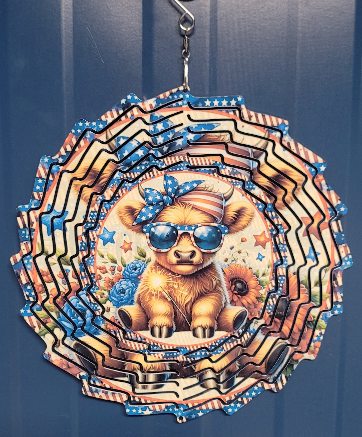 Patriotic Cow Wind Spinner – 10 Inch Garden Gift