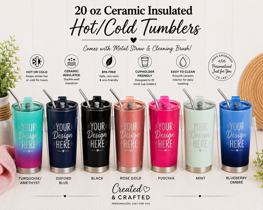 Personalized 20 oz Ceramic-Lined Insulated Tumbler