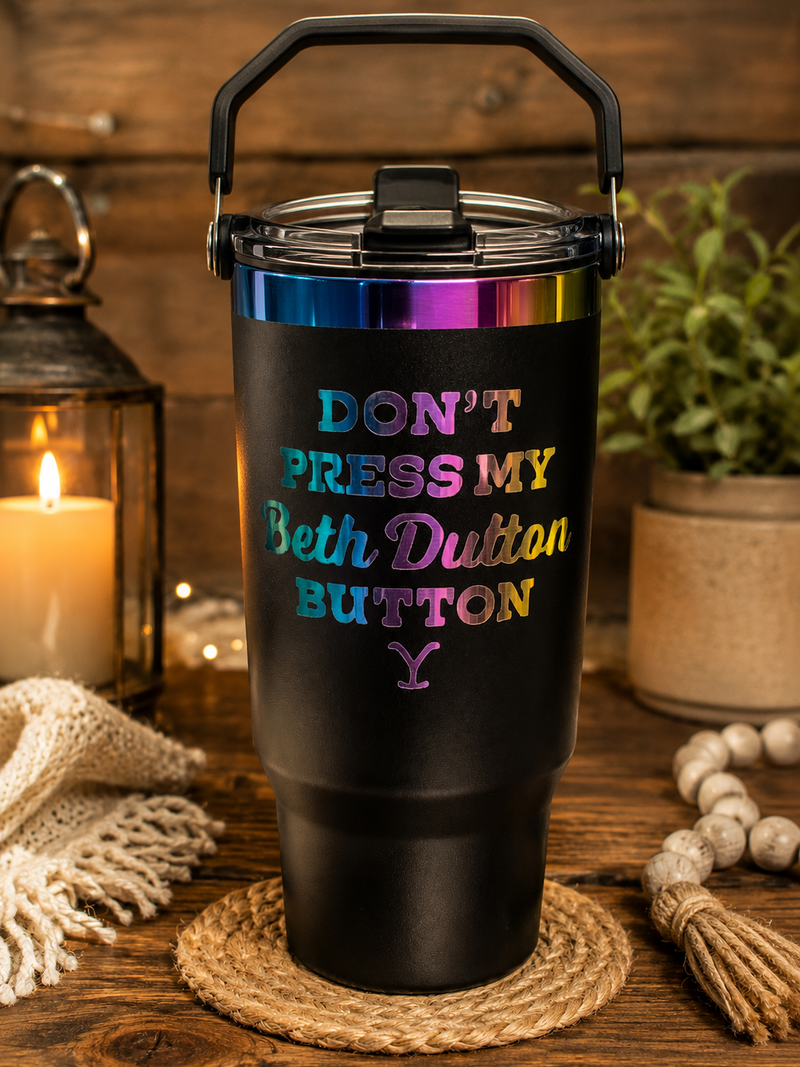 Beth Dutton 30 oz Multi-Color Underlay Tumbler – Custom Etched Gift