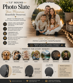 Personalized 7.5" Circle Photo Slate – Custom Picture Home Decor Gift