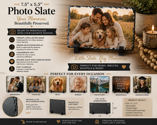 Personalized 7.5x5.5 Rectangle Photo Slate – Custom Picture Gift