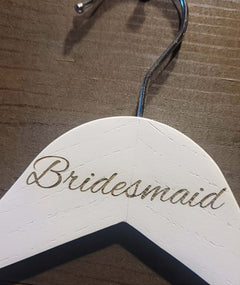 Personalized Etched White Wooden Wedding Hangers