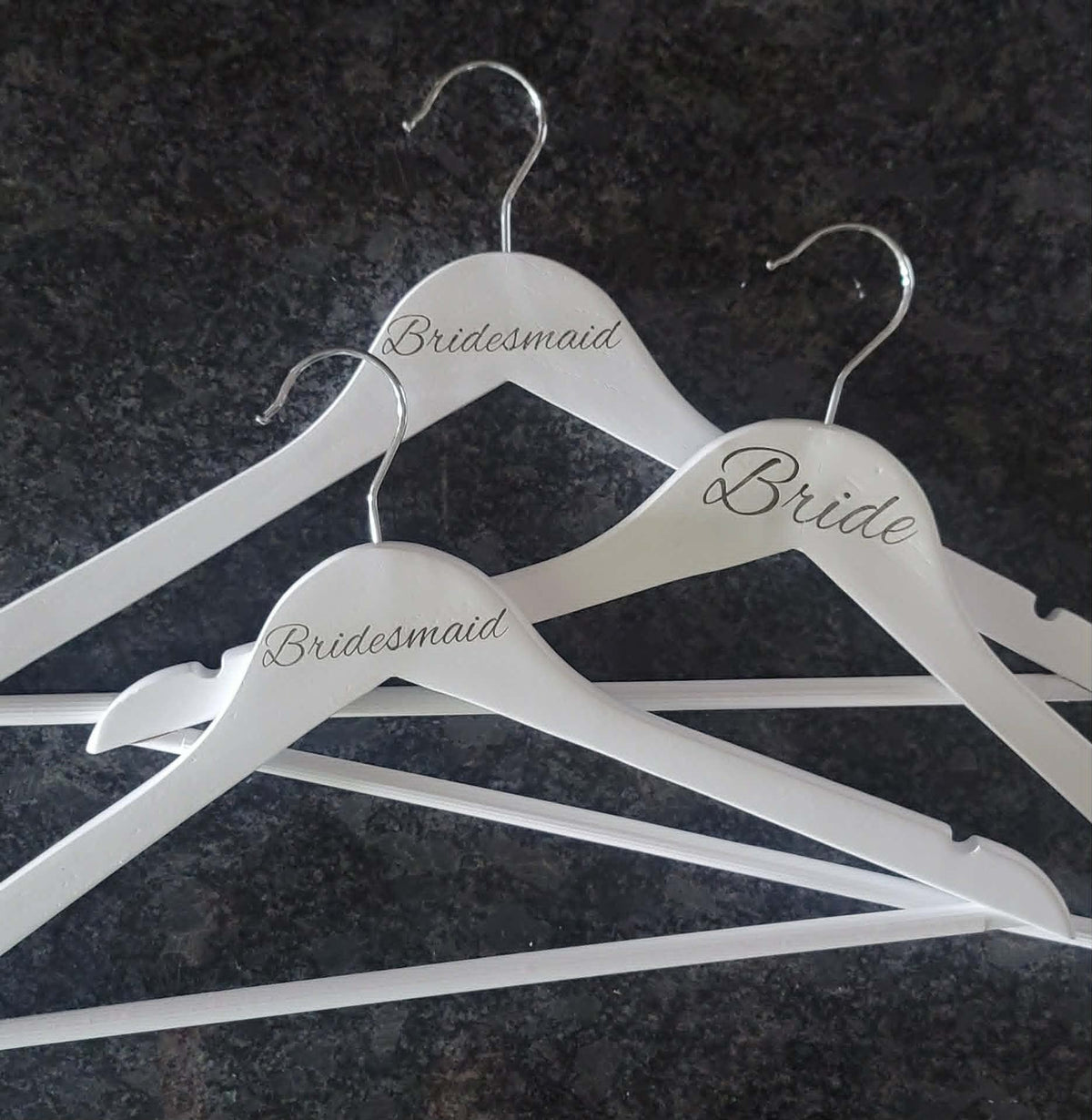 Personalized Etched White Wooden Wedding Hangers