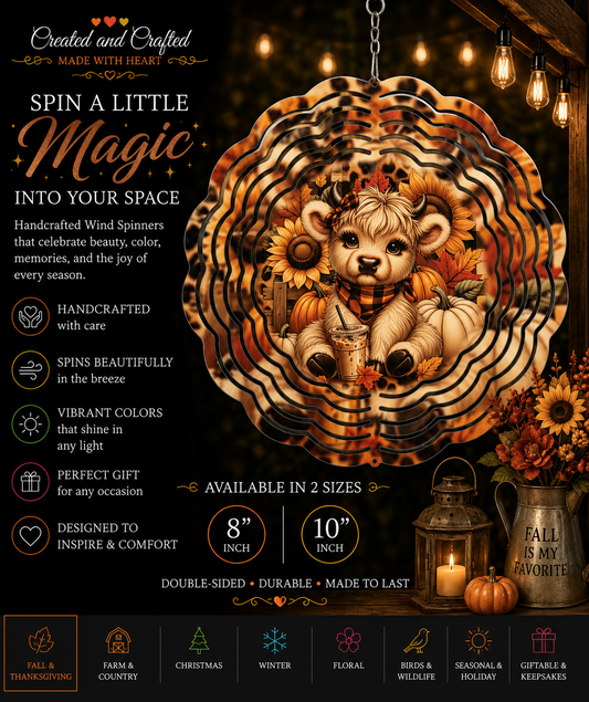 Baby Highland Cow Wind Spinner – 8 Inch Garden Gift
