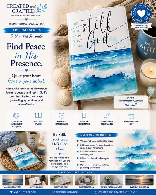 Be Still and Know Journal - Ocean Waves Christian A5 Notebook