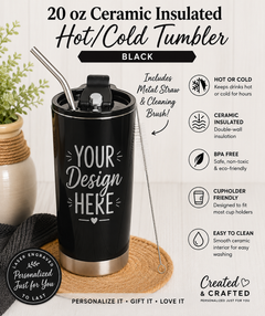 Personalized 20 oz Ceramic-Lined Insulated Tumbler