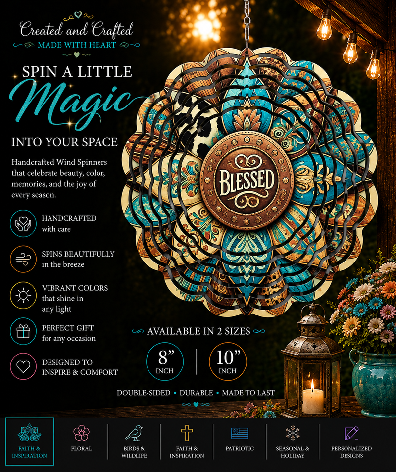 Blessed Wind Spinner – 8 Inch Inspirational Garden Gift