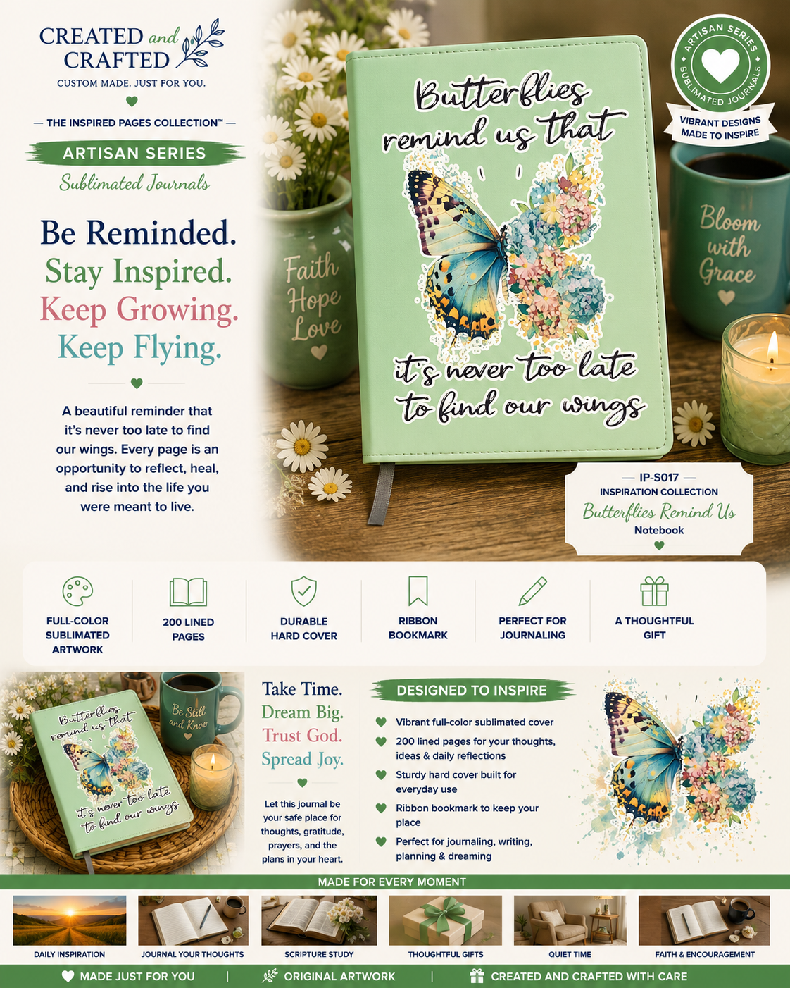 Butterflies Remind Us It's Never Too Late Journal - Colorful A5 Notebook