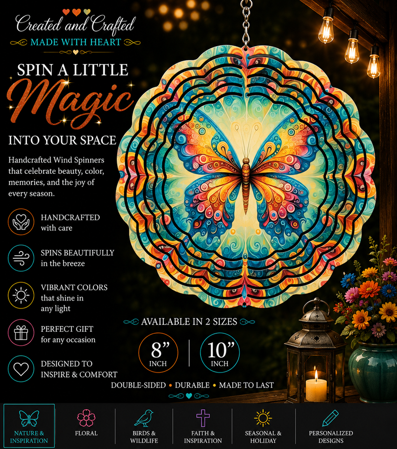 Butterfly Wind Spinner – 8 Inch Garden Gift