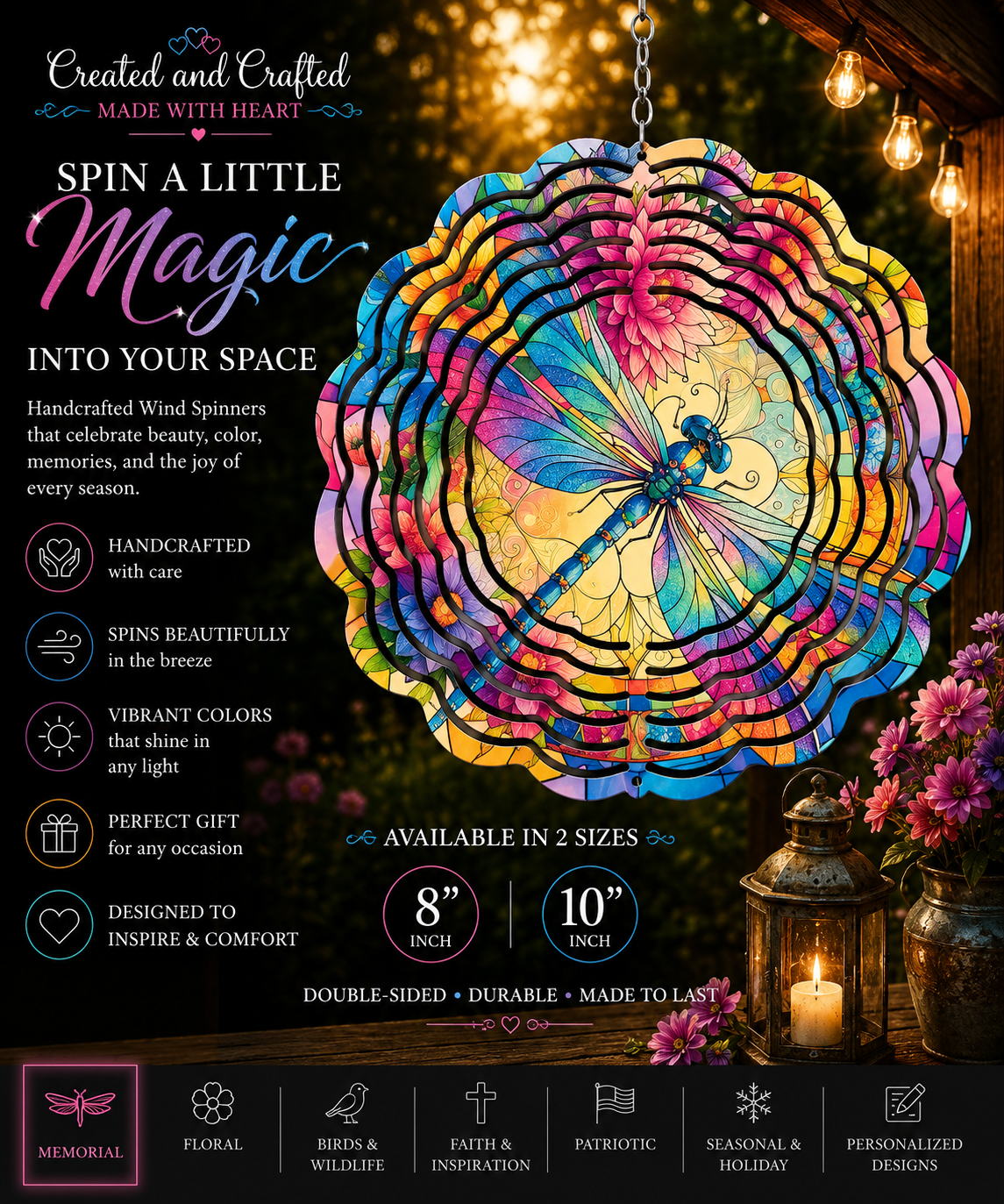Bright Dragonfly Wind Spinner – 8 Inch Garden Gift