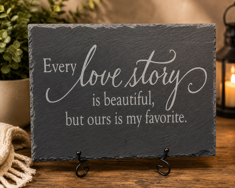 Love Story etched slate