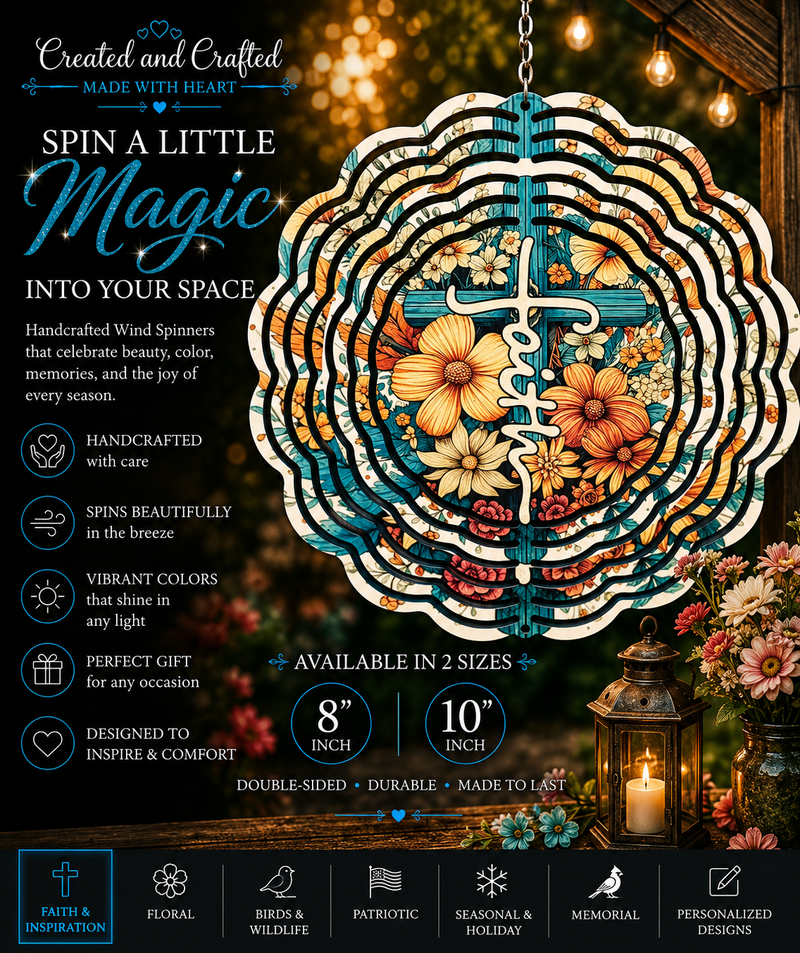 FAITH Wind Spinner – 8 Inch Inspirational Garden Gift