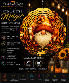 Fall Gnome Wind Spinner – 8 Inch Autumn Garden Gift