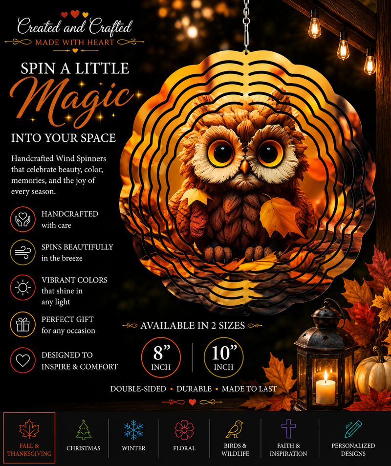 Owl Wind Spinner – 8 Inch Garden Gift