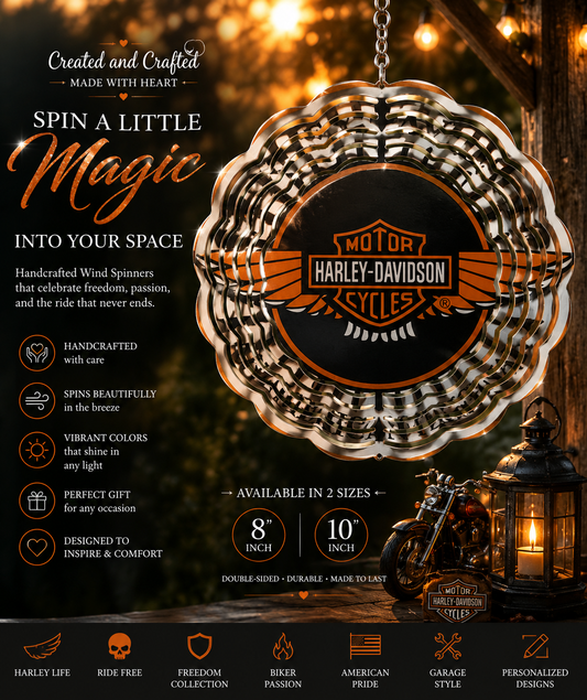 Harley Davidson Wind Spinner – 8 Inch Biker Garden Gift