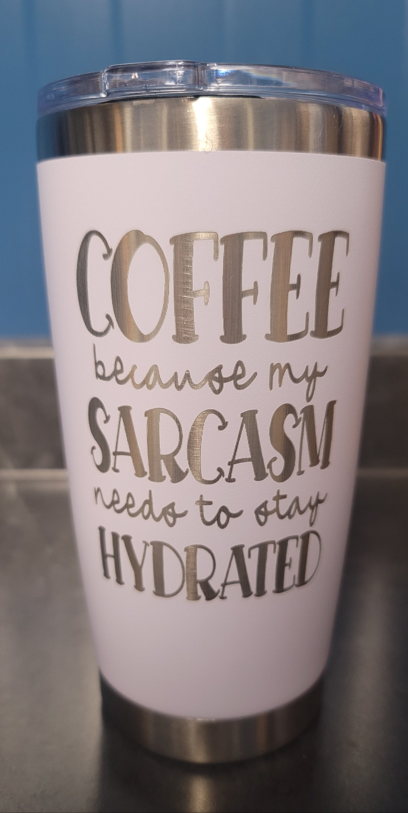 Coffee sarcasm tumbler white