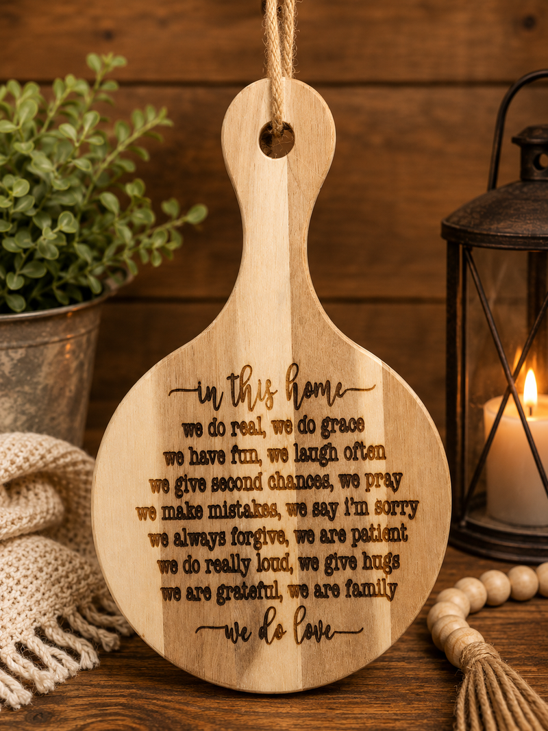 In This Home – Etched Hanging Wooden Board