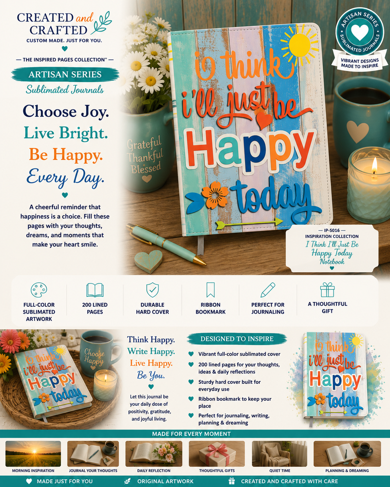 I Think I'll Just Be Happy Today Journal - Colorful A5 Notebook Inspirational Gift