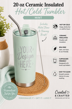 Personalized 20 oz Ceramic-Lined Insulated Tumbler