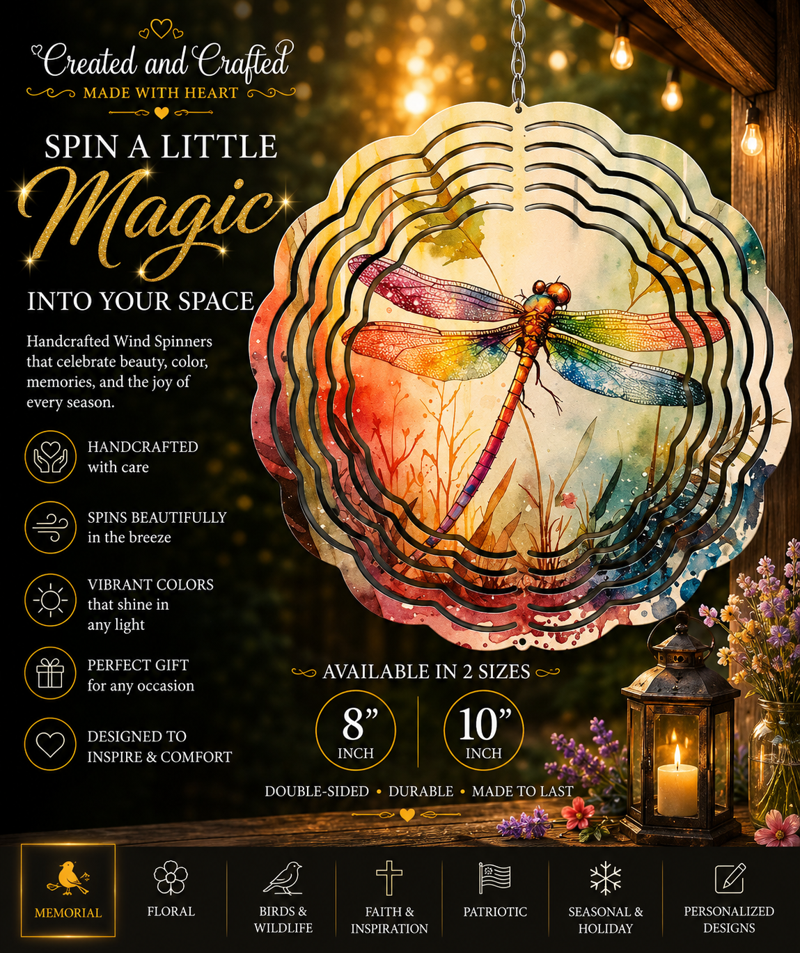 Dragonfly Wind Spinner – 8 Inch Garden Gift