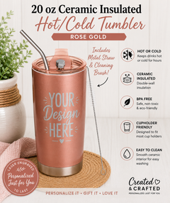 Personalized 20 oz Ceramic-Lined Insulated Tumbler