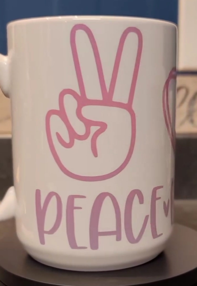 Peace love cats mug