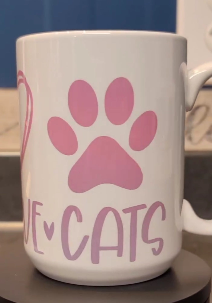 Peace love cats mug