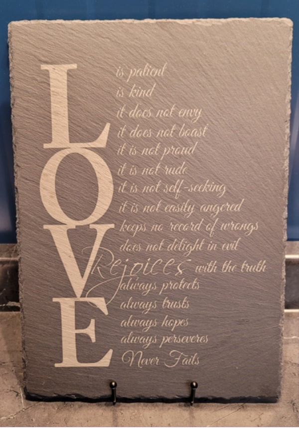 LOVE etched slate