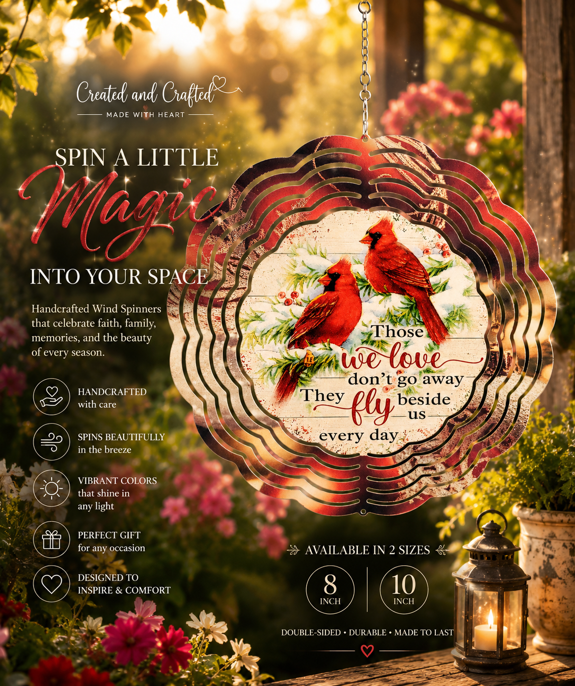 Those We Love Cardinal Wind Spinner – Memorial Garden Gift