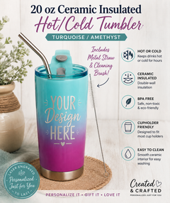 Personalized 20 oz Ceramic-Lined Insulated Tumbler