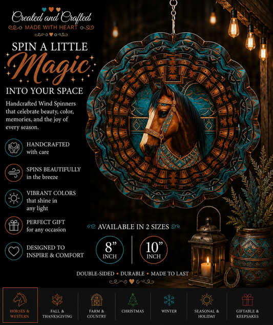 Turquoise Horse Wind Spinner – 8 Inch Garden Gift