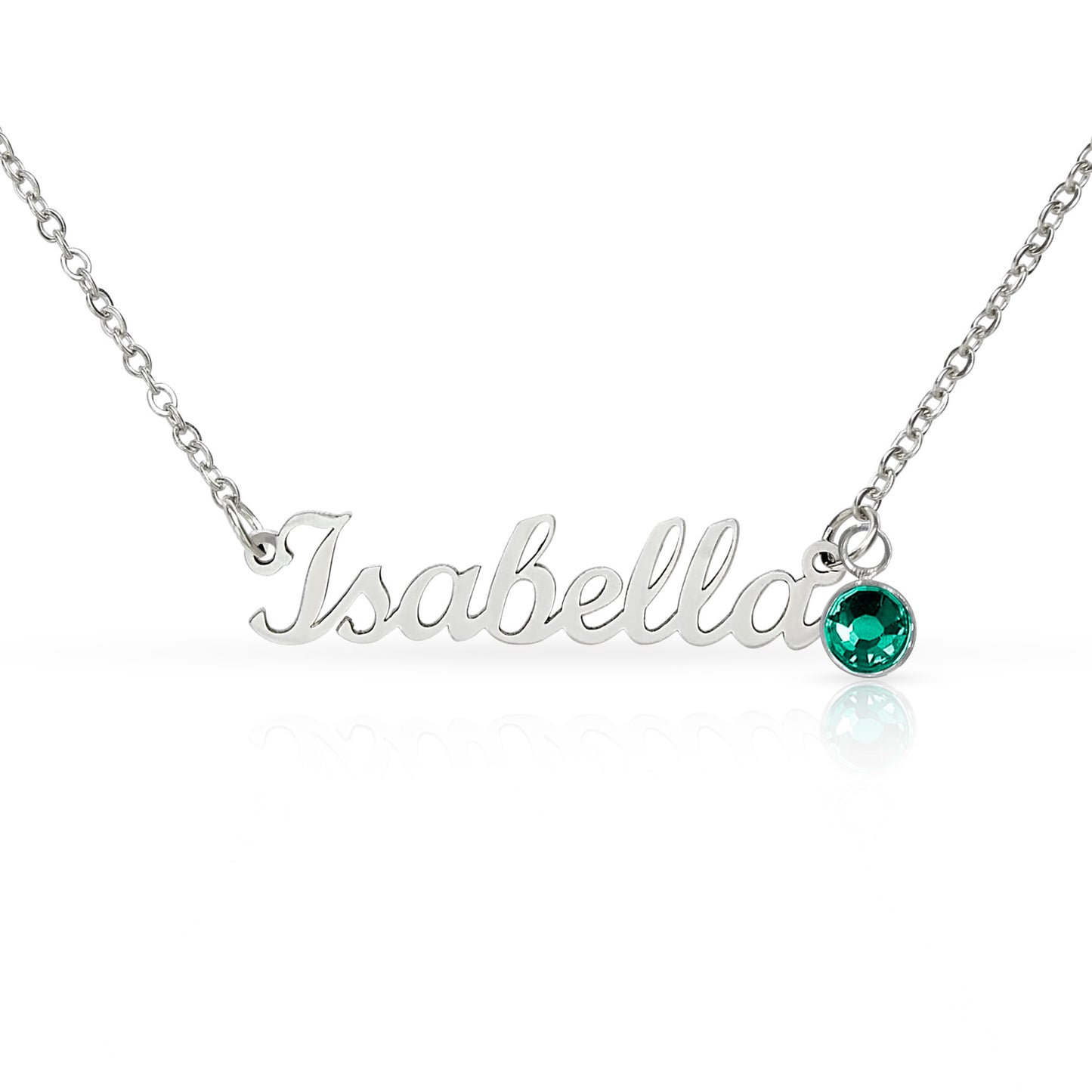 Personalized Name Necklace with Birthstone – Custom Cursive Gold or Silver Gift