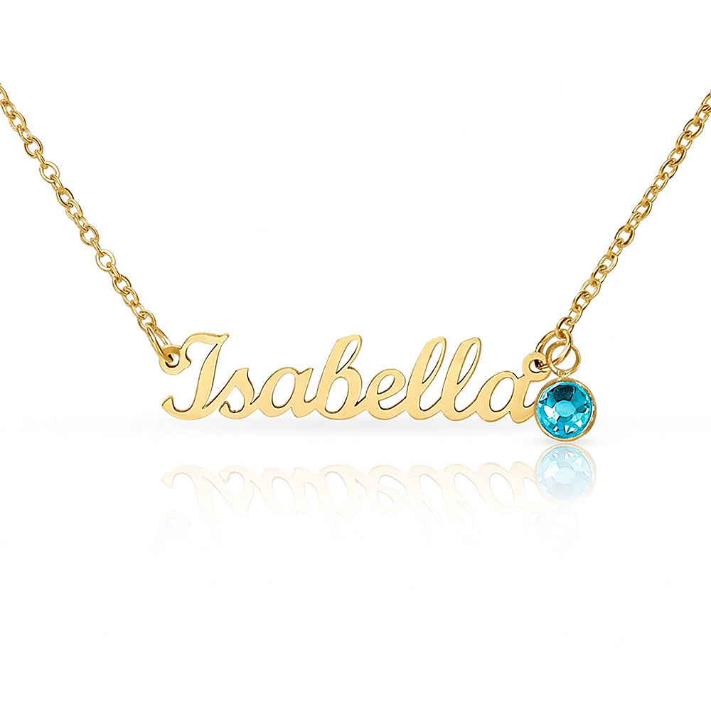 Personalized Name Necklace with Birthstone – Custom Cursive Gold or Silver Gift
