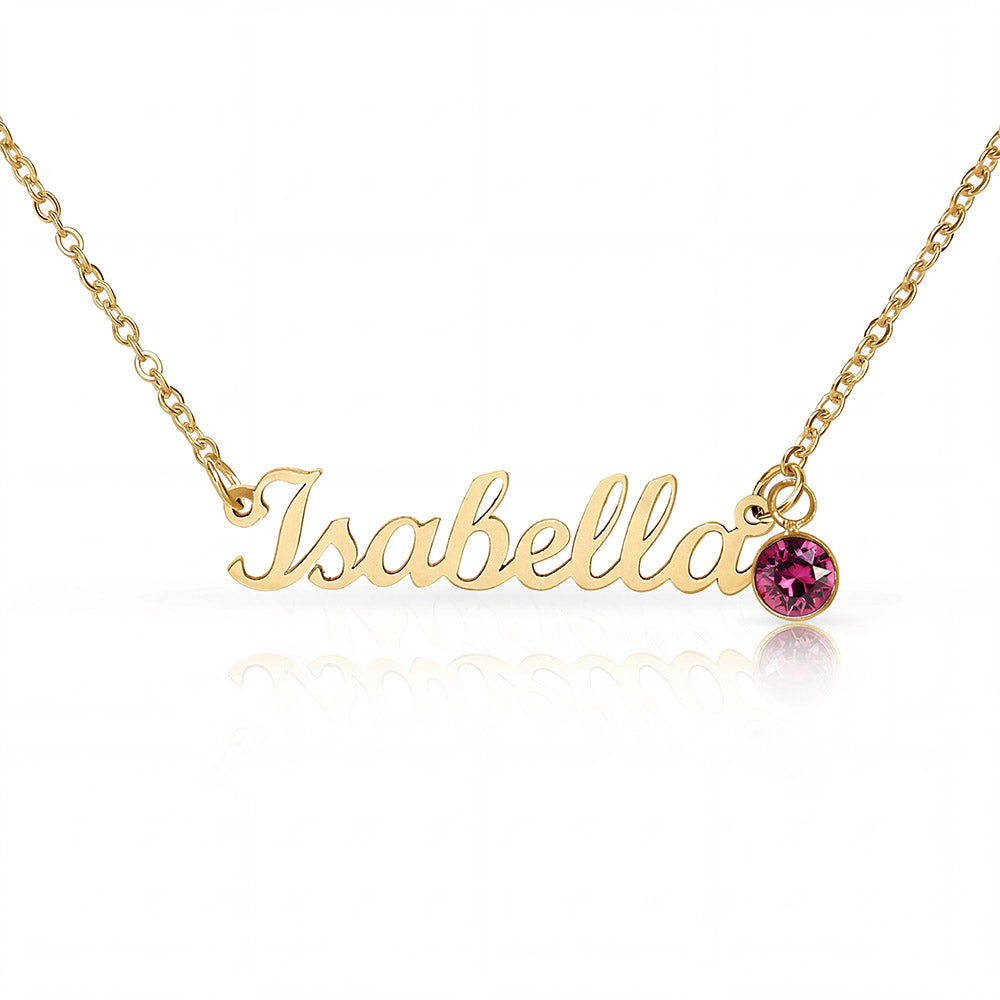 Personalized Name Necklace with Birthstone – Custom Cursive Gold or Silver Gift
