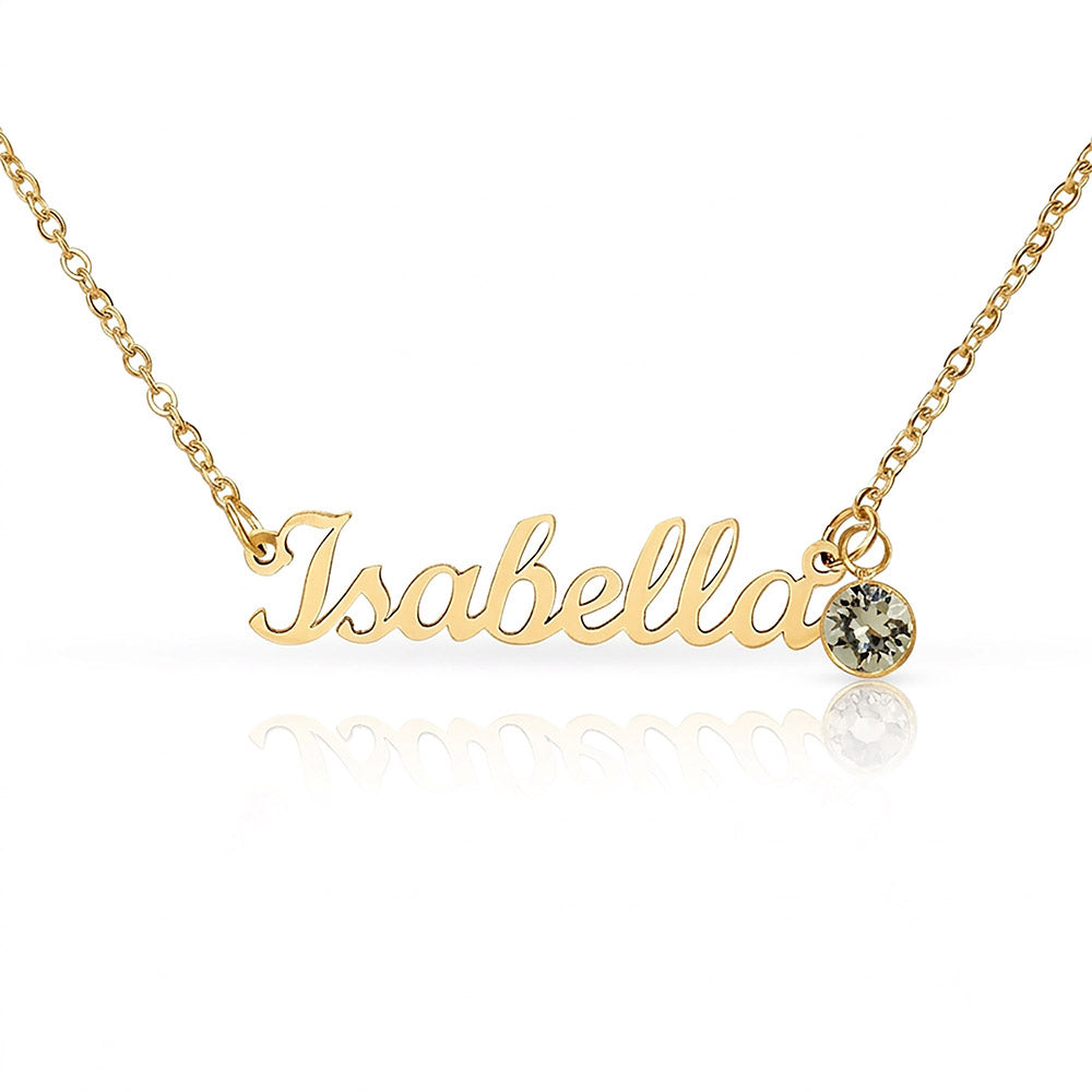 Personalized Name Necklace with Birthstone – Custom Cursive Gold or Silver Gift