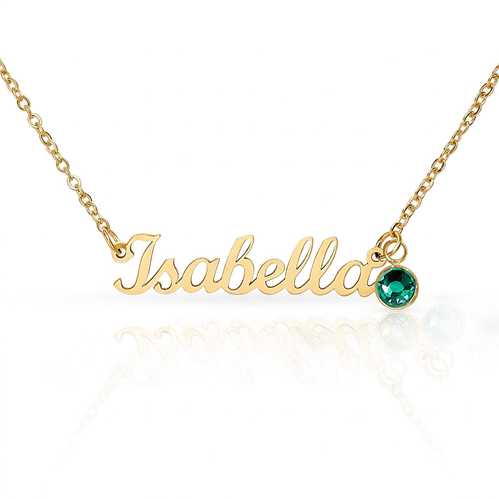 Personalized Name Necklace with Birthstone – Custom Cursive Gold or Silver Gift