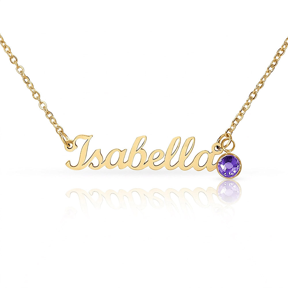 Personalized Name Necklace with Birthstone – Custom Cursive Gold or Silver Gift