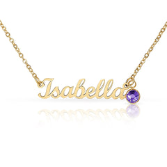 Custom Name Necklace with Birthstone