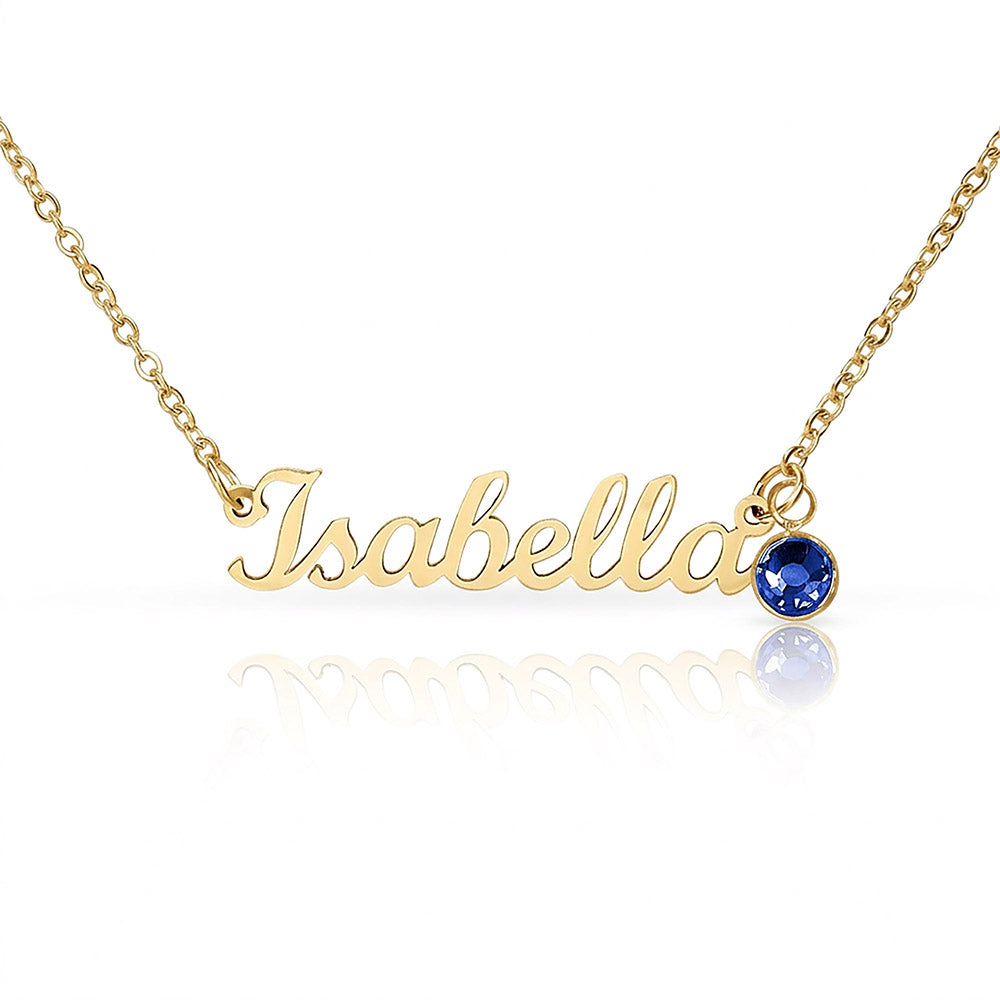 Personalized Name Necklace with Birthstone – Custom Cursive Gold or Silver Gift