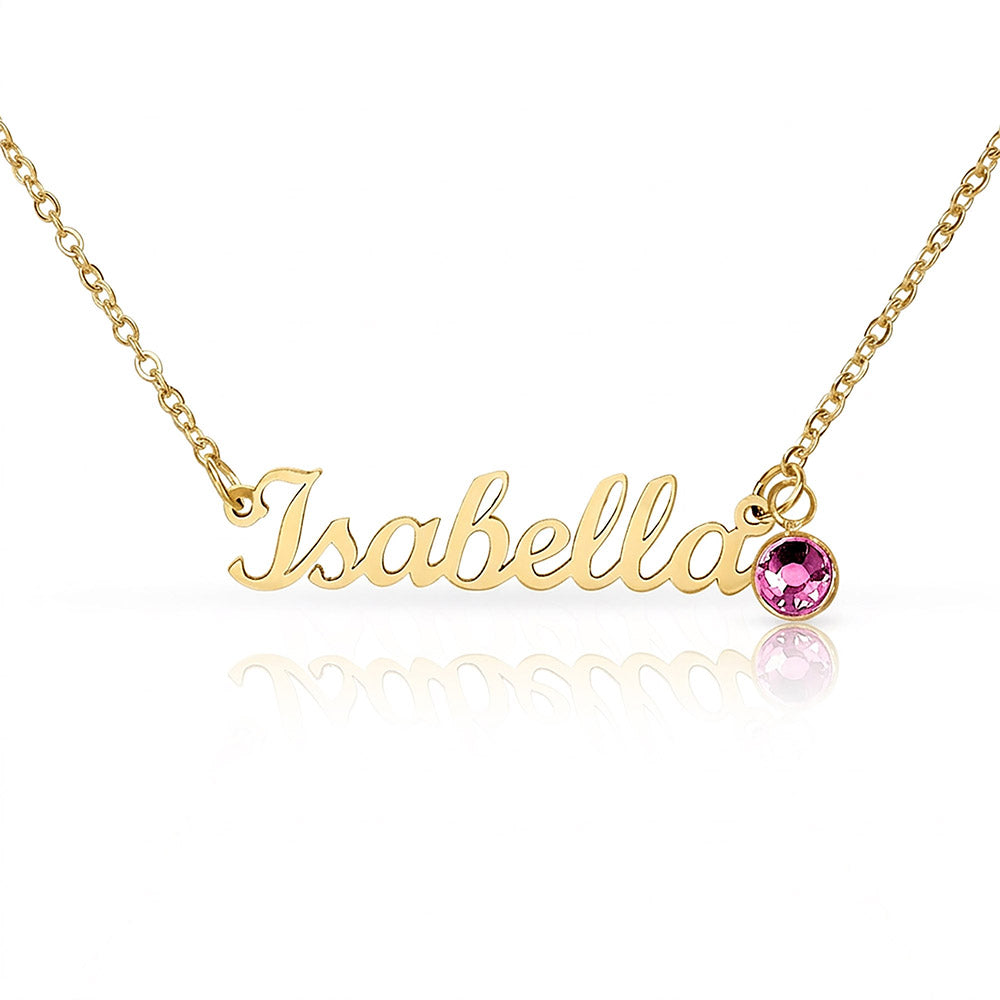 Personalized Name Necklace with Birthstone – Custom Cursive Gold or Silver Gift