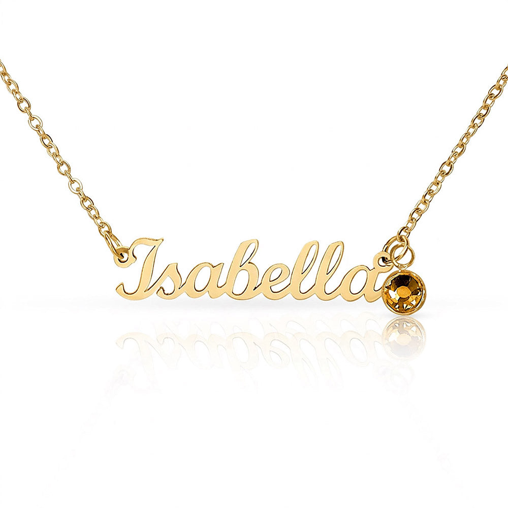 Personalized Name Necklace with Birthstone – Custom Cursive Gold or Silver Gift