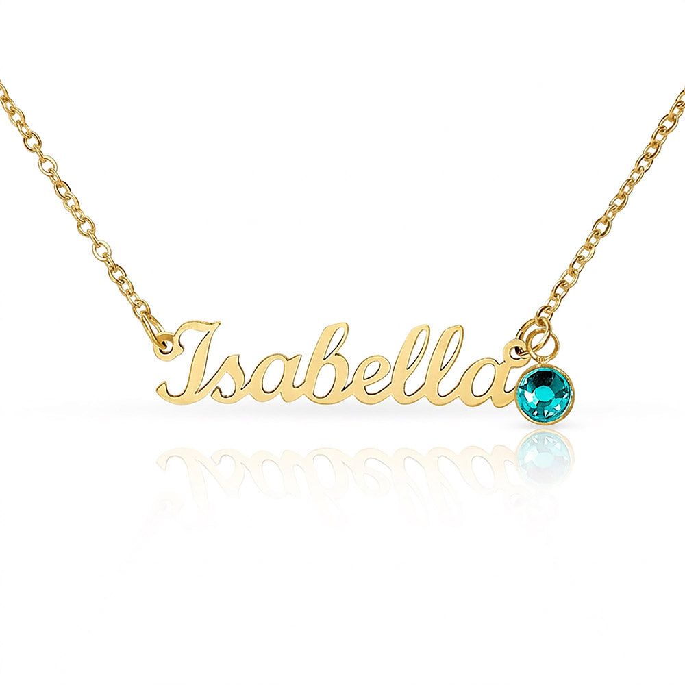 Personalized Name Necklace with Birthstone – Custom Cursive Gold or Silver Gift