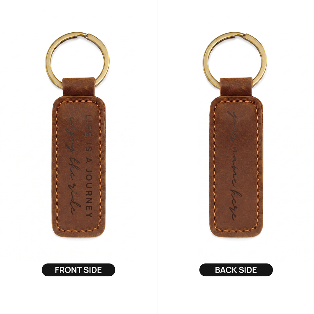 Life Is a Journey Personalized Leather Keychain