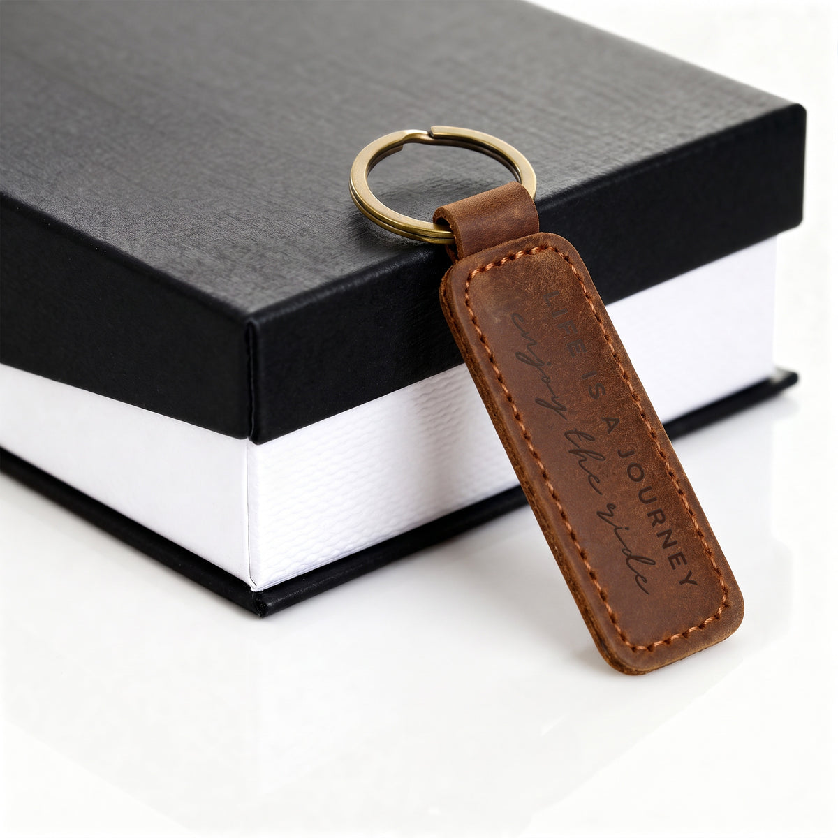 Life Is a Journey Personalized Leather Keychain