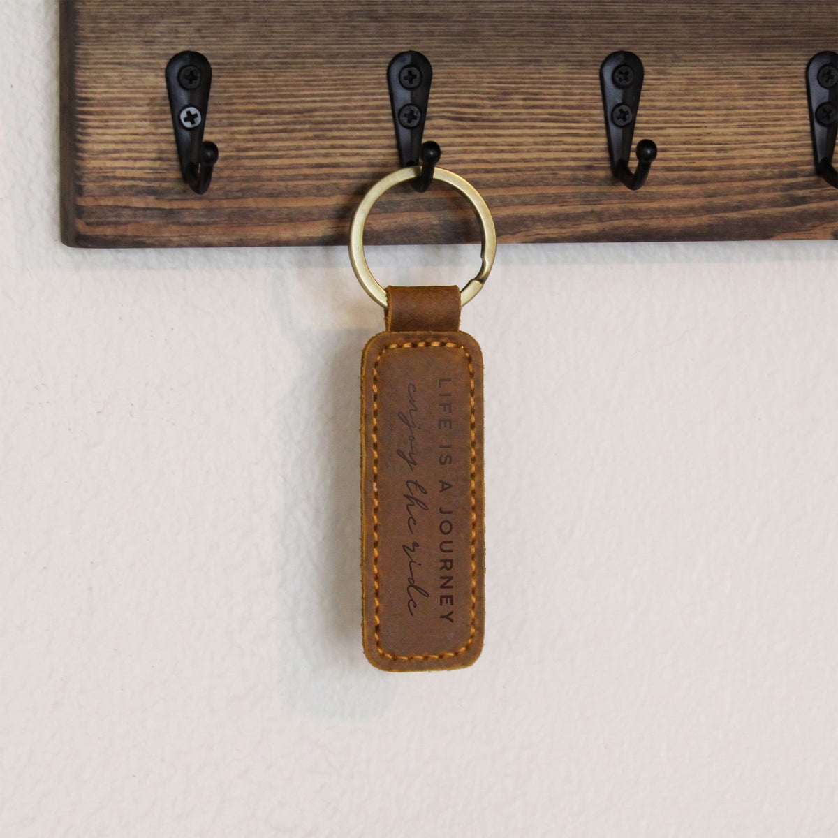 Life Is a Journey Personalized Leather Keychain