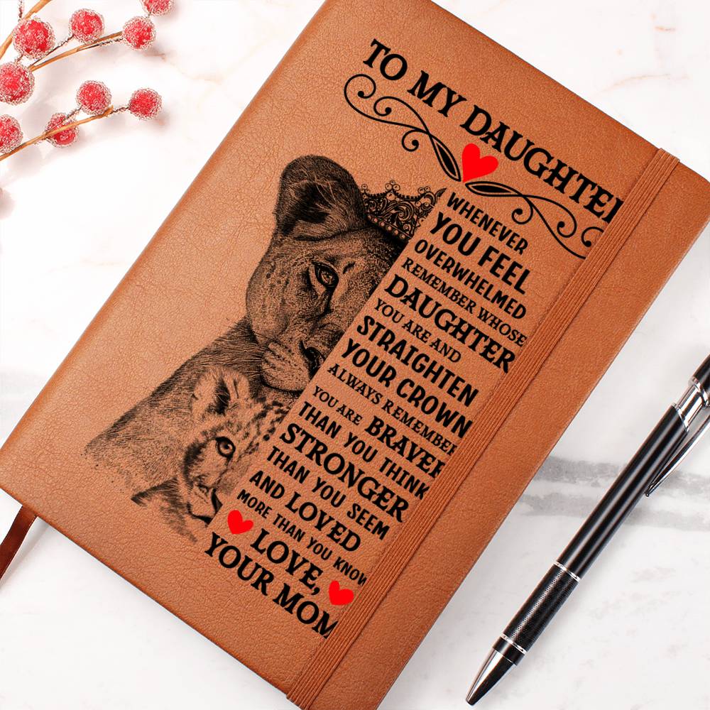 To My Daughter Lion Crown – Personalized Leather Journal Gift