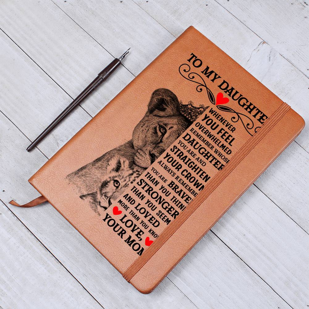 To My Daughter Lion Crown – Personalized Leather Journal Gift