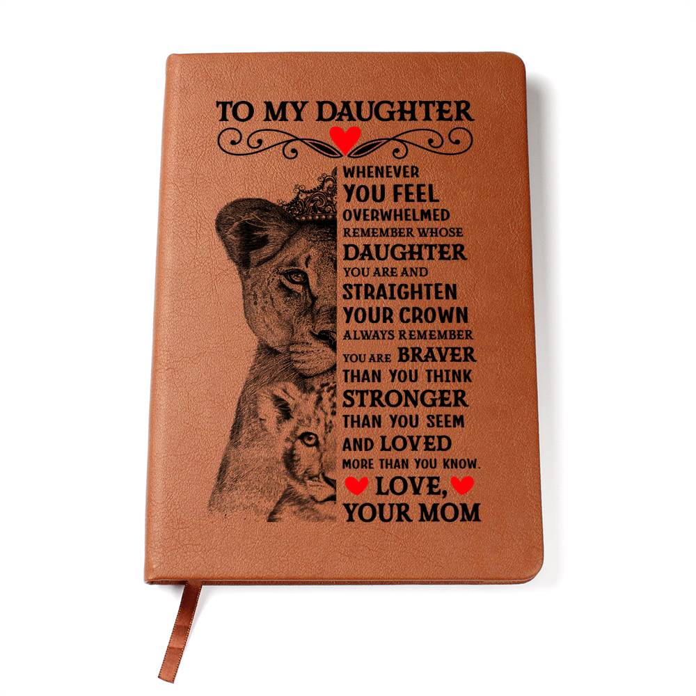 To My Daughter Lion Crown – Personalized Leather Journal Gift