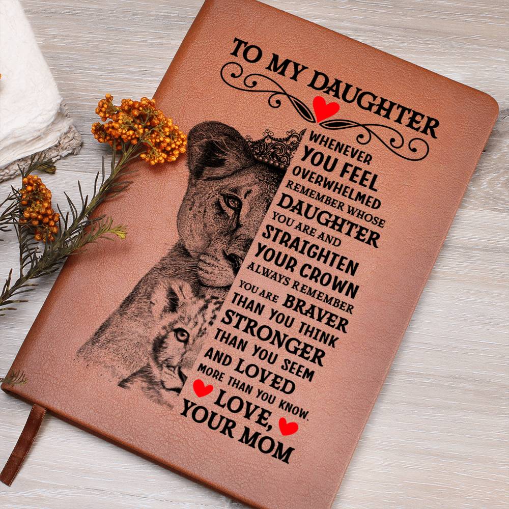 To My Daughter Lion Crown – Personalized Leather Journal Gift
